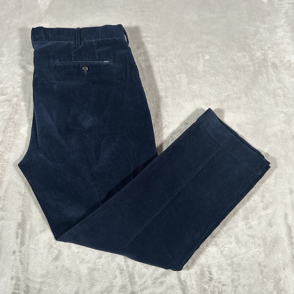 Polo Ralph Lauren Cords Pants Men 40x30 Navy Blue Corduroy Classic Chino Comfort
